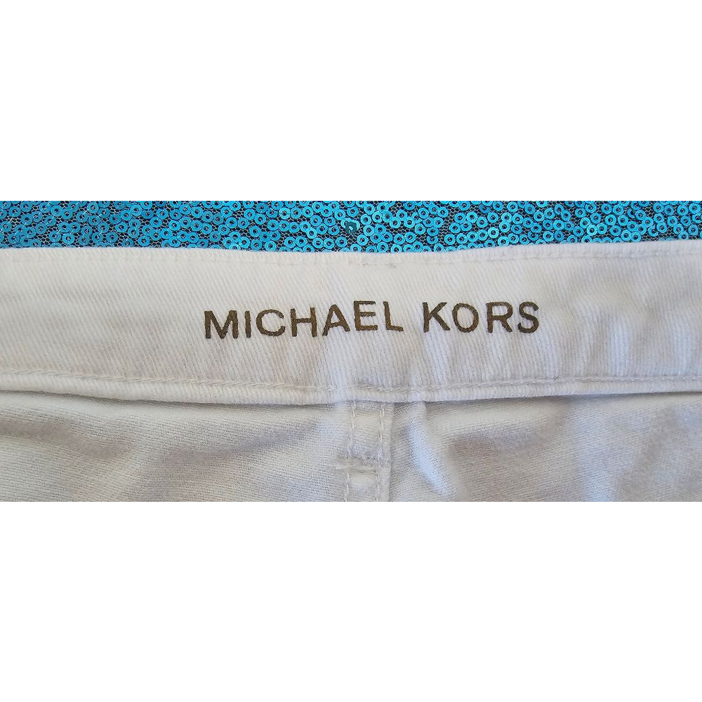 Michael Kors Cropped Skinny White Stretch Denim 16W Lightweight Logo SpringSumme - Picture 8 of 9